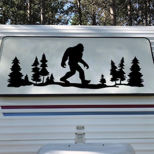 Bigfoot Forest Scene V1 - Sasquatch PNW RV Camper Graphics - Die Cut Sticker