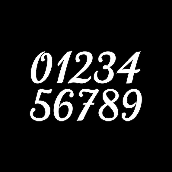 Calligraphy Die Cut Numbers Vinyl Decals Stickers 4 Sets Etsy
