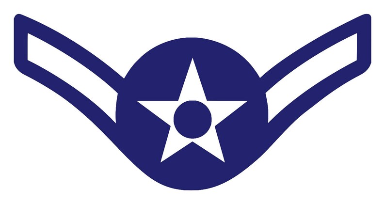 Die Cut Decal USAF E-2 Airman Insignia Vinyl Sticker Amn Air Force Enlisted