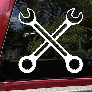 Crossed Wrenches Vinyl Decal - Crescent Auto Motorcycle Mechanic - Die Cut Sticker