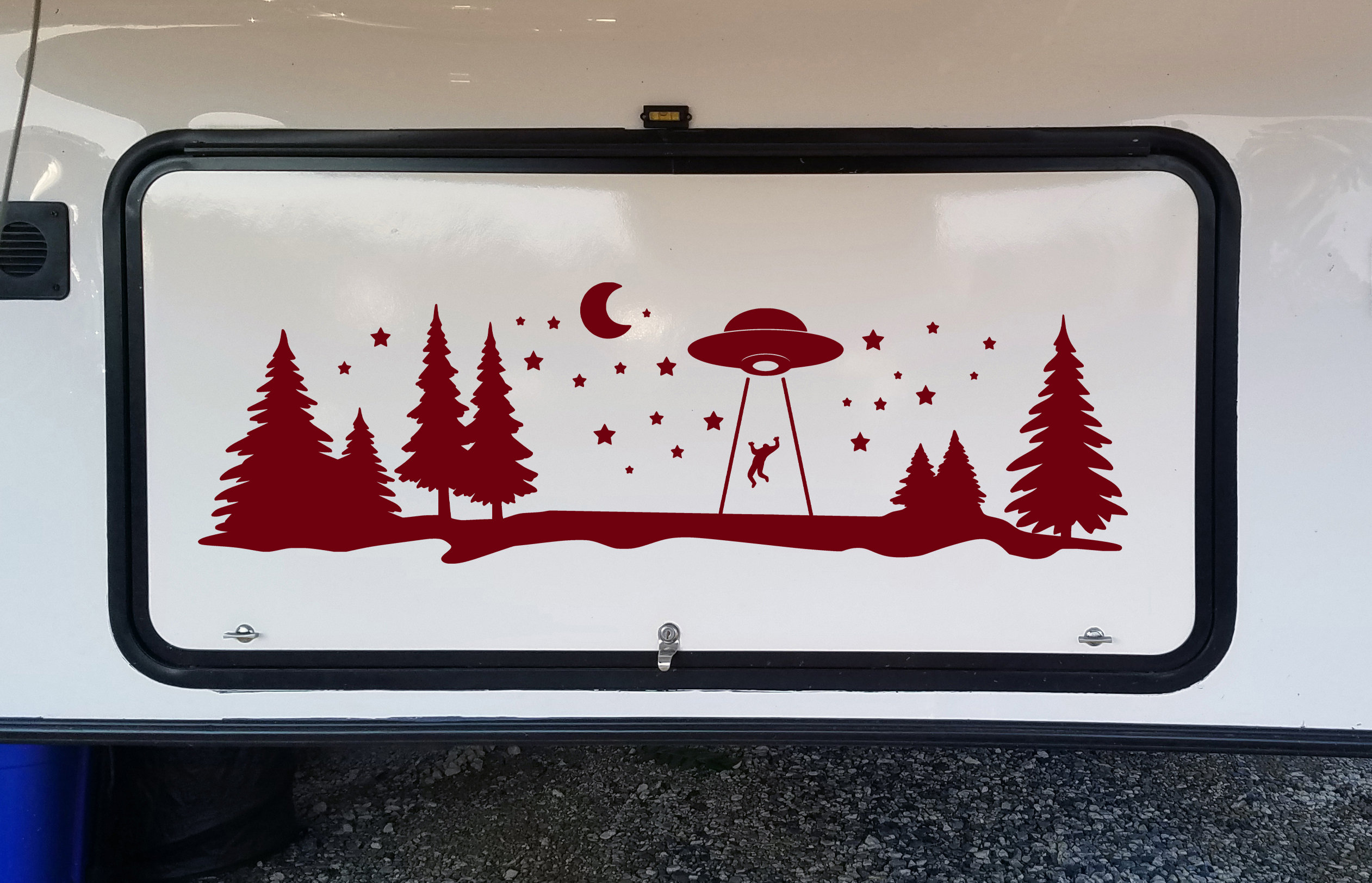 UFO Forest Moon Scene Vinyl Decal V1 - RV Graphics Stars Alien ...