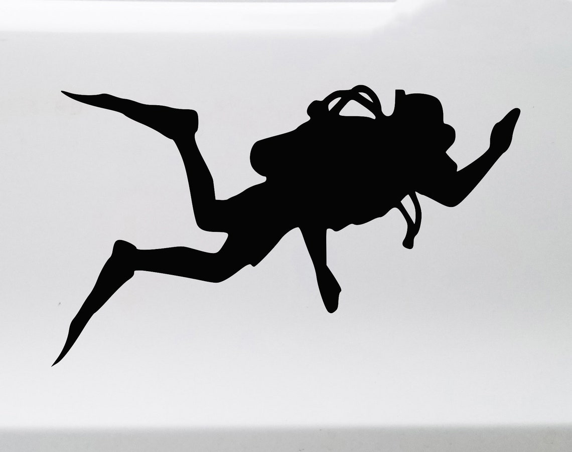 Scuba Diver Vinyl Decal Diving Ocean Sea Die Cut Sticker | Etsy