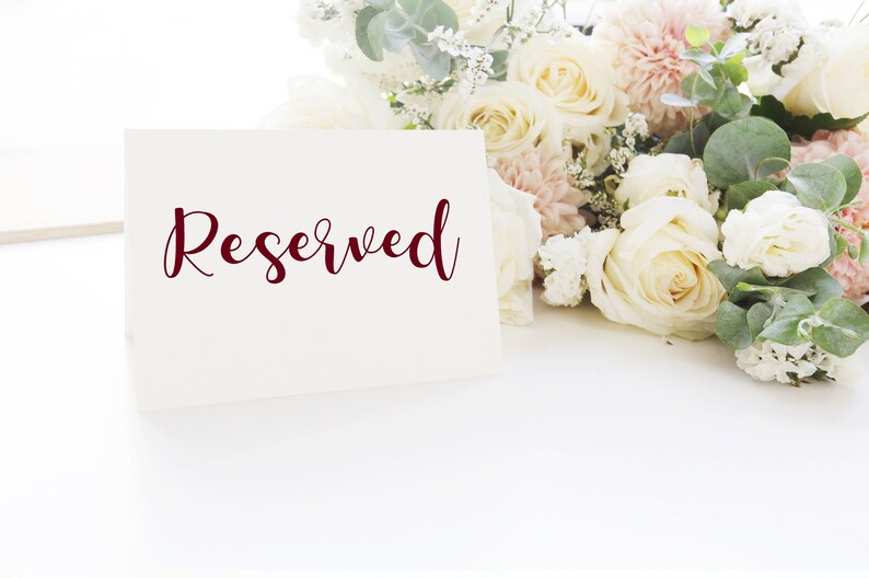 Reserved - V2 - Vinyl Decal Sticker - Reserved Seat Table Wedding Event ...