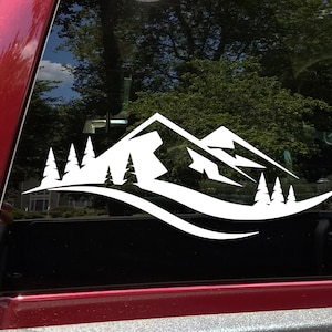 Mountains Forest Scenery V12 - Camper RV Graphics Scene - Die Cut Sticker