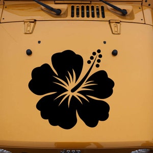 Hibiscus Flower Vinyl Hood Decal V3 - Hawaiian Truck 4x4 Tropical Plant - Die Cut Sticker