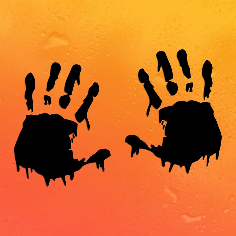 Bloody Hand Print Pair Vinyl Decal | Custom Halloween Party Decoration ...