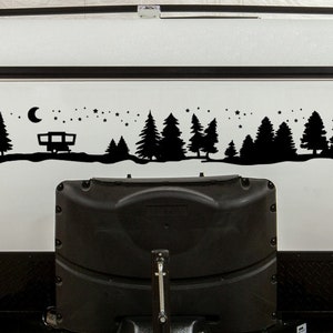 Calcomanía de vinilo "Luna y Estrellas" V2 para autocaravana desplegable - Gráficos de árboles y bosques - Pegatina troquelada