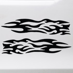 Flame Custom Vinyl Stickers – Mirrored Pair – Waterproof Weather-Resistant Car Window Device Decals