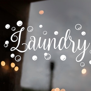 Laundry with Bubbles Vinyl Sticker - Room Sign Soap - Die Cut Decal