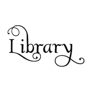 Library Door Sign | Custom Color Vinyl Decal Sticker | Elegant SWASH Font