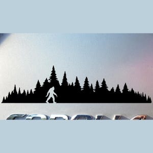 Sasquatch in Forest Vinyl Decal: Cryptid Car/Truck Badge