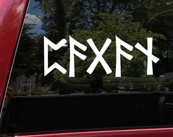Pagan in Futhark Runes Vinyl Decal: Norse Viking Symbol