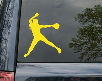 Softball Pitcher Player V1 | Custom Vinyl Decal Sticker | 20+ Color and Size Options