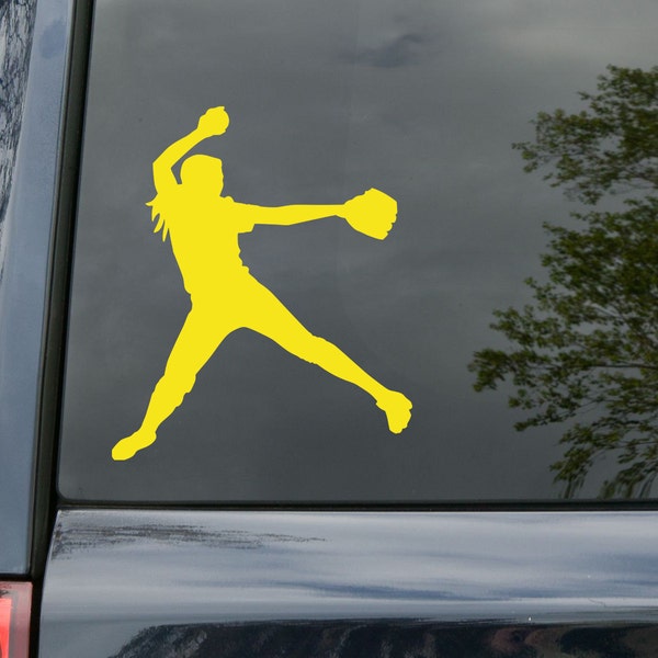 Softball Pitcher Player V1 | Custom Vinyl Decal Sticker | 20+ Color and Size Options