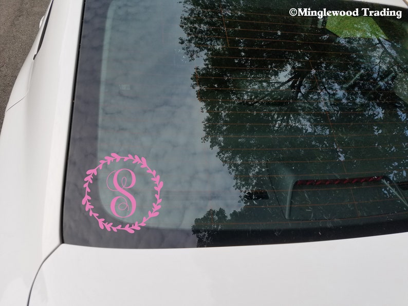 Monogram Wreath Vinyl Decal Sticker Single Initial Letter image 3