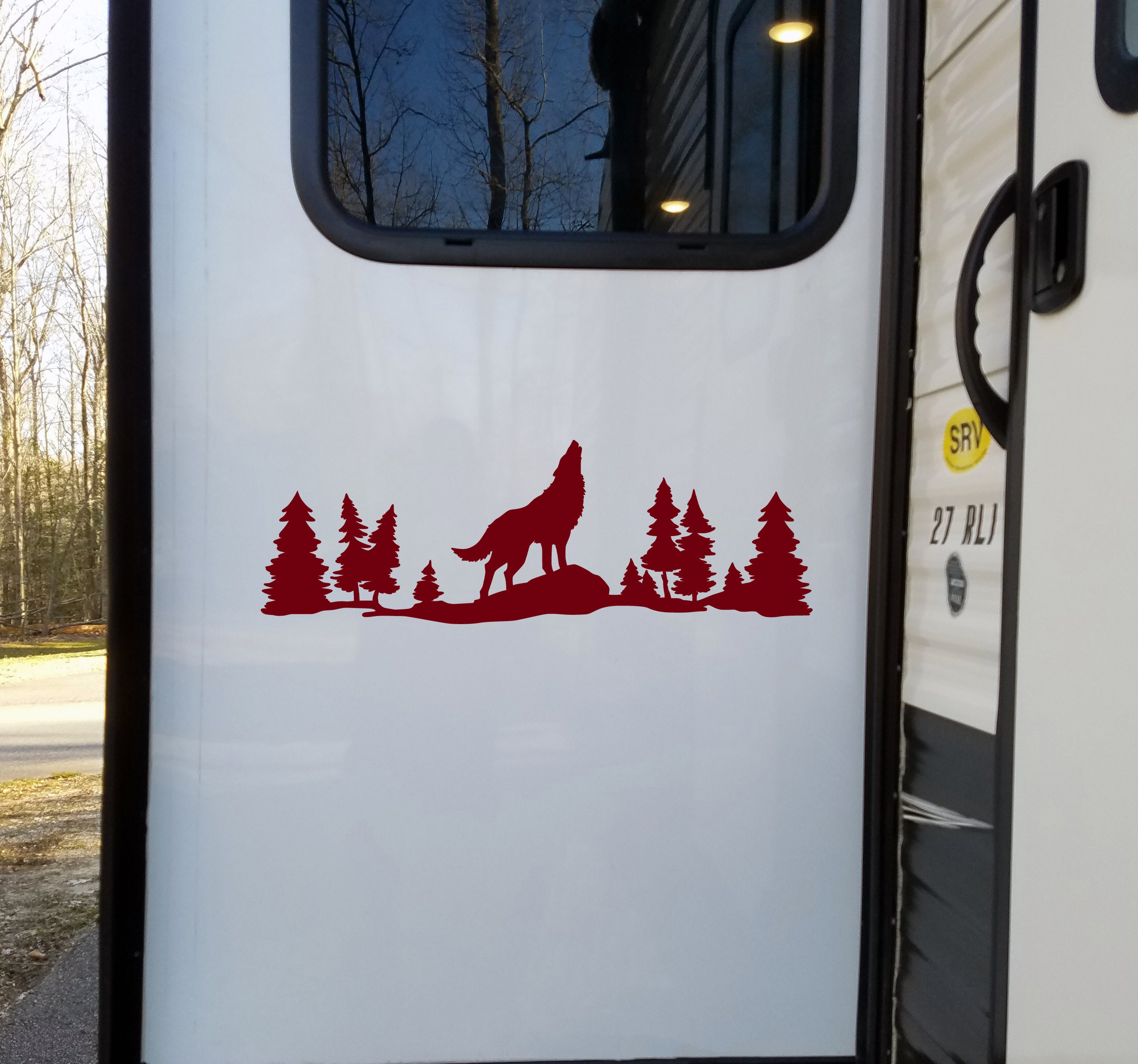 Howling Wolf Forest Scene V1 - Camping RV Travel Trailer Graphics - Die ...