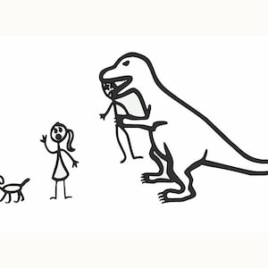 T-Rex Eating Stick Family Decal