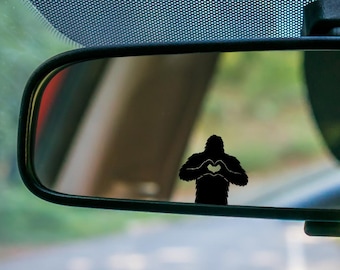 Bigfoot Heart Hands Vinyl Decal – Hidden Easter Egg Sticker – Sasquatch Love Symbol Car Mirror Window Laptop Art – Funny Cryptid Gift