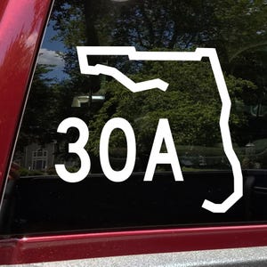 30A Florida Highway Vinyl Decal | Scenic Beach Coastal | Die Cut Sticker