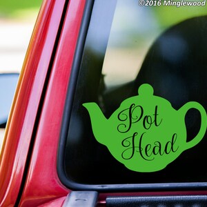 Tea Pot Head Sticker | Funny Cute Marijuana Sticker For Car Bumper Wall Windows and More Vinyl Decal Sticker