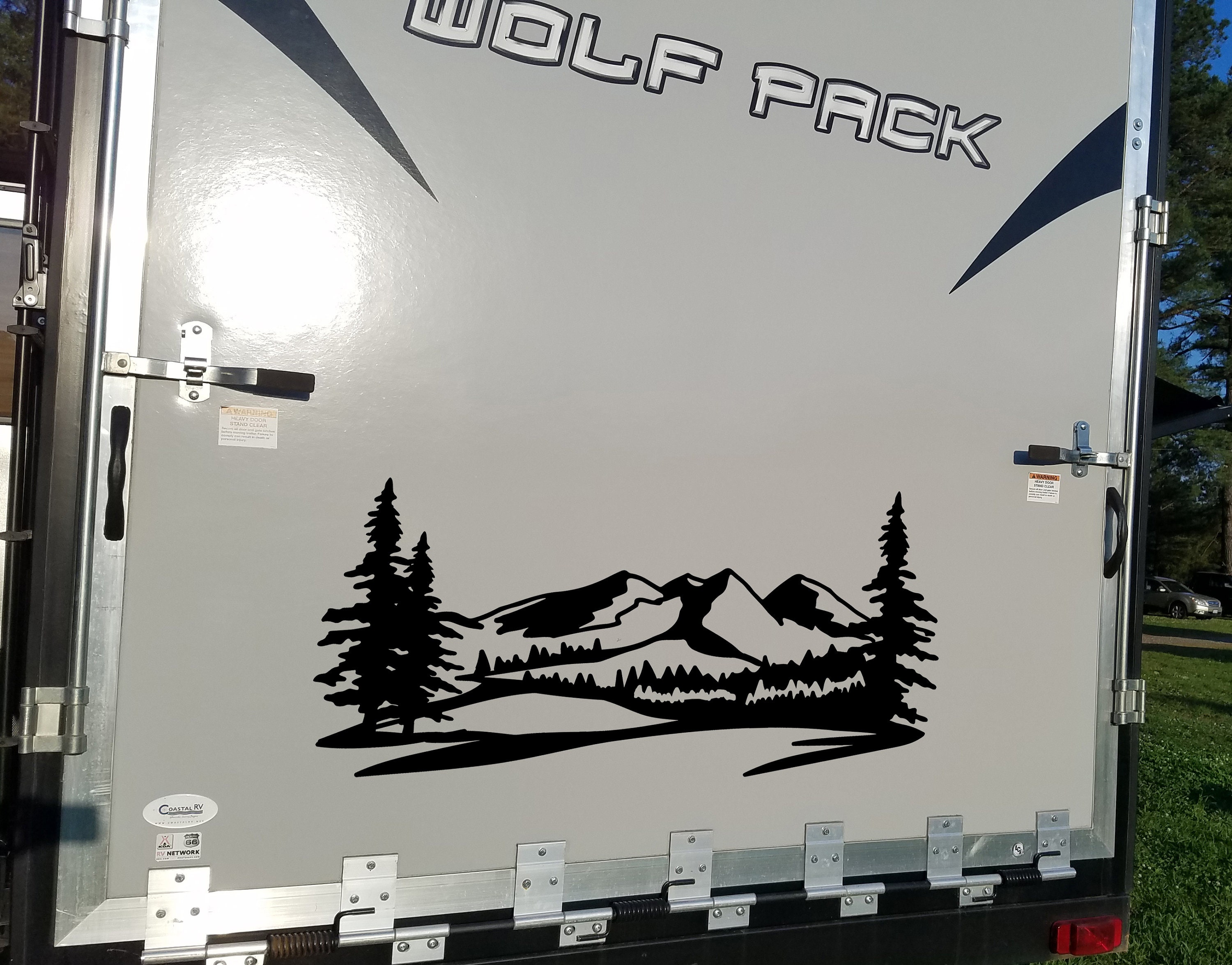 Mountains Forest Scene Vinyl Decal V2 - Camper RV Travel Trailer ...