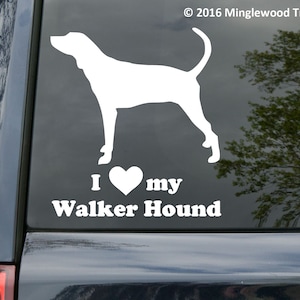I Love My Walker Hound Dog Vinyl Decal - Treeing Coonhound Plott - Die Cut Sticker