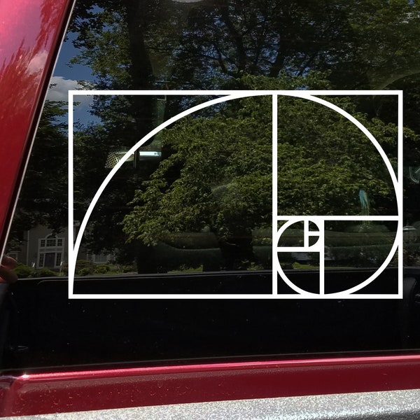 Golden Ratio Vinyl Decal - Fibonacci Spiral Sequence - Die Cut Sticker
