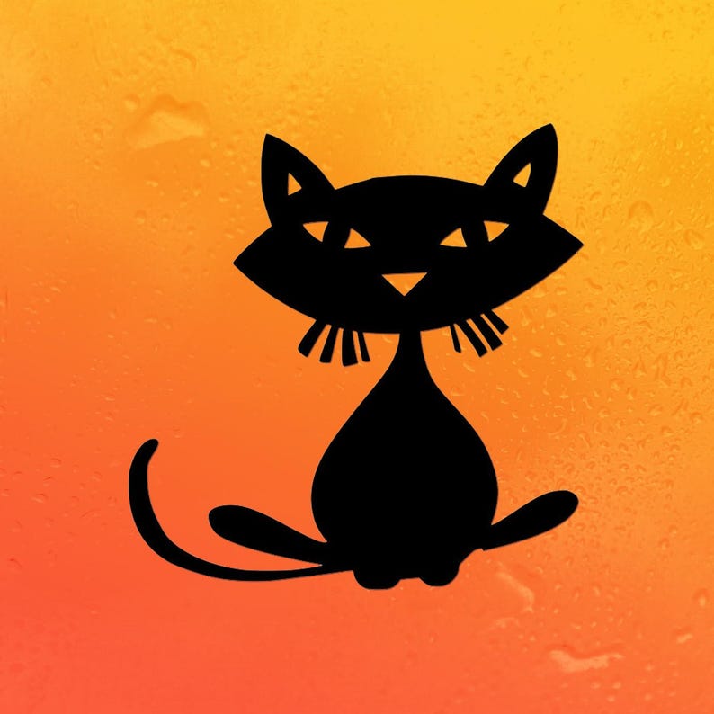 Black Cat Vinyl Decal | Custom Witch Halloween Decoration Sticker for ...