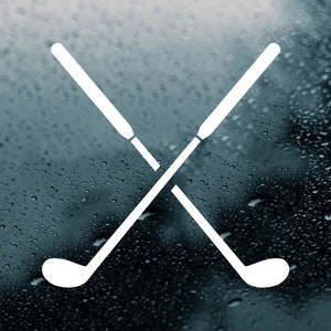 Crossed Golf Clubs Vinyl Decal V2 | Custom Sports Vinyl Decal Sticker | Cozy Cart | 20+ Color and Size Options