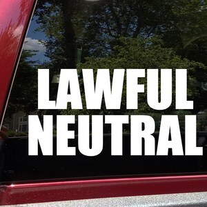 Lawful Neutral Vinyl Sticker - RPG Role Playing Character Alignment V2 - Die Cut Decal