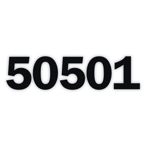 May include: Bold black numbers 50501 on a white background. The numbers are in a sans-serif font, with a clean and modern appearance. The image is a simple, high-contrast design.