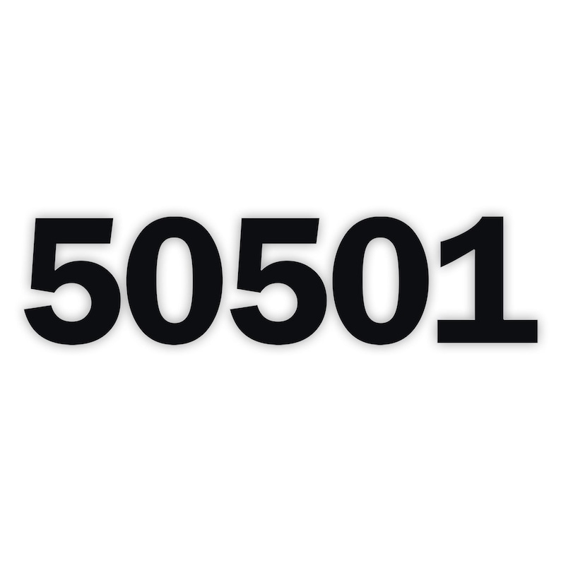 May include: Bold black numbers 50501 on a white background. The numbers are in a sans-serif font, with a clean and modern appearance. The image is a simple, high-contrast design.