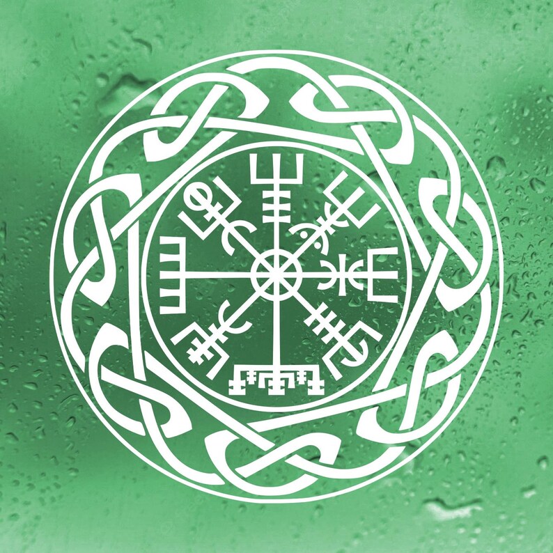 Celtic Knot Circle With Viking Compass Vinyl Decal | Vegvisir Norse ...