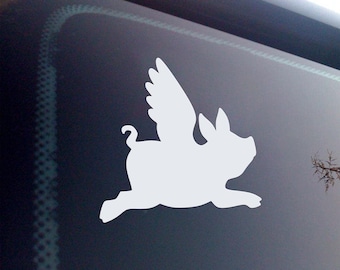Whimsical Flying Pig Vinyl Decal: Weatherproof Die-Cut Sticker