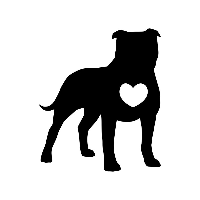 Slap-Art Pitbull Dog Heart Vinyl Decal - 3.5x5 Inch Funny Pet Sticker For Cars & Laptops