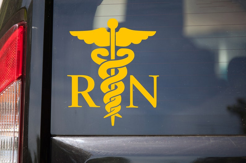 WickedGoodz Nurse Caduceus Vinyl Decal - Oval RN Bumper Sticker For Nurses & Graduates