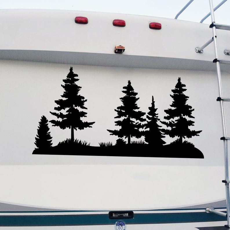 Tree Road Sign Sticker Pine Trees V2 Landscape Vinyl Decal – Forest Tree Line Sticker – 20 ...