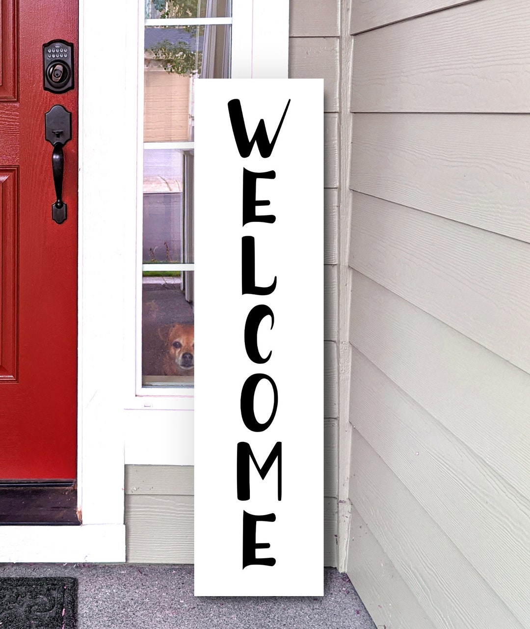 Vertical Welcome Sign V11 | Custom Color Vinyl Decal Sticker | Door ...