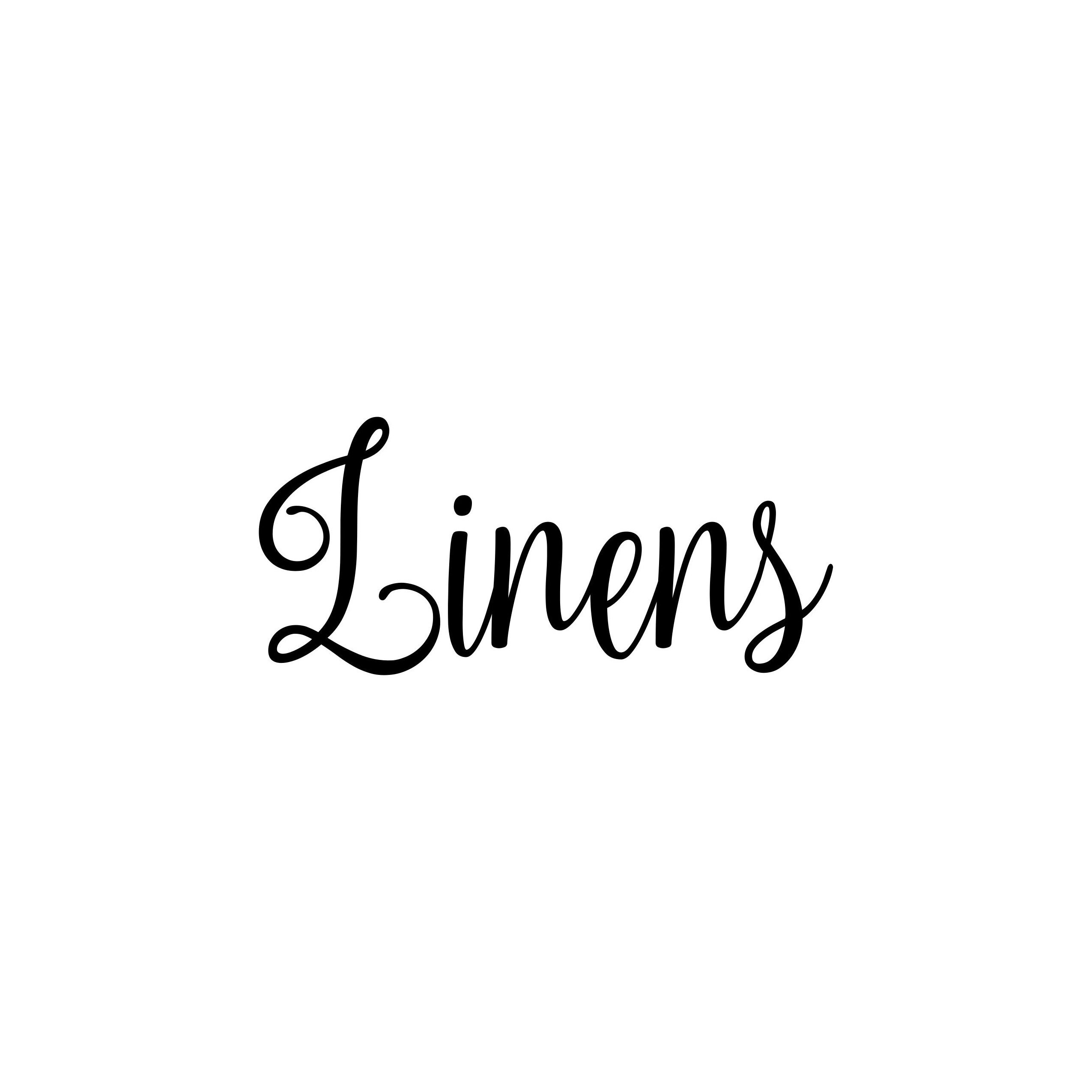 Linens Vinyl Sticker - Kitchen Pantry Home Organization Label - Die Cut Decal - Fancy