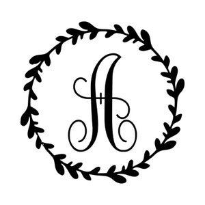 Monogram Wreath Vinyl Decal Sticker Single Initial Letter image 2