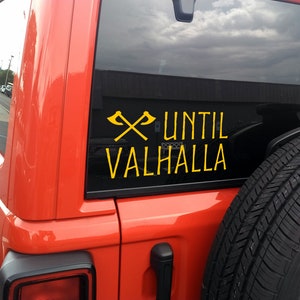 Until Valhalla Vinyl Decal - Viking Crossed Battle Axes Norse Sticker, Waterproof & Durable
