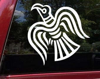 Calcomanía de vinilo Viking Raven - nórdico nórdico Huginn Muninn - pegatina troquelada