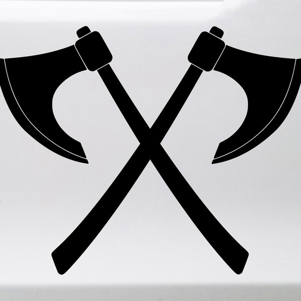 Crossed Viking Axes Vinyl Decal - Bearded Dane Skeggox Battle Hafted English Long Axe - Die Cut Sticker