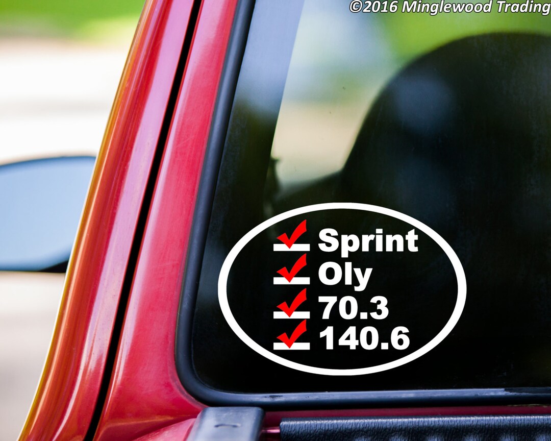 Triathlon List Vinyl Decal Sticker checklist 70.3 140.6 Tri Etsy