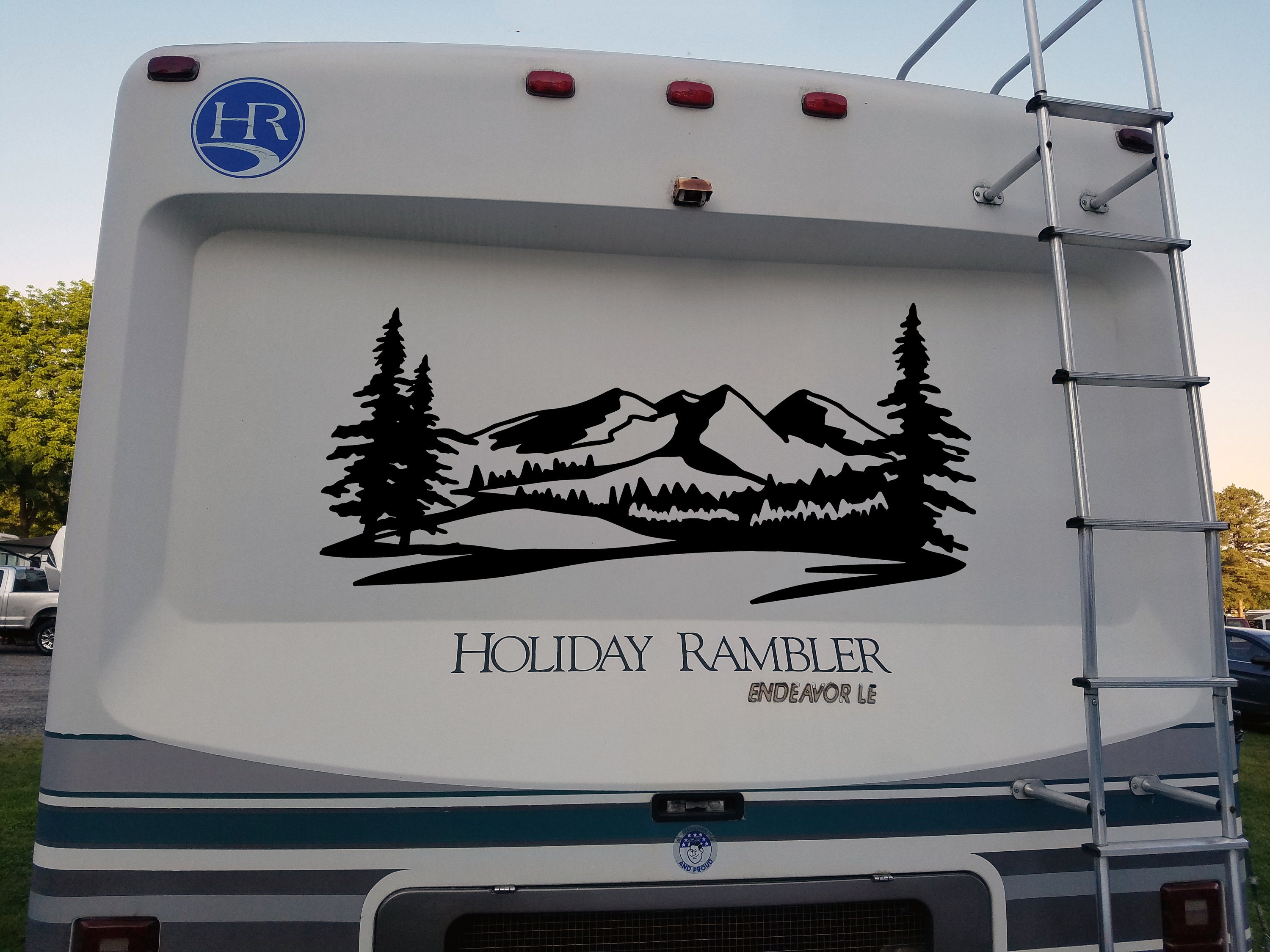 Mountains Forest Scene Vinyl Decal V2 - Camper RV Travel Trailer ...