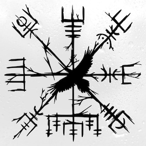 Viking Compass With Raven Vinyl Decal | Vegvisir Norse Protection | Die ...