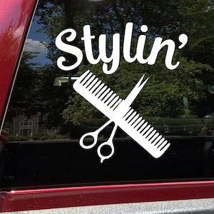 Stylin&#39; Vinyl Sticker - Hairdresser Salon Barber Shop Hair Stylist - Die Cut Decal