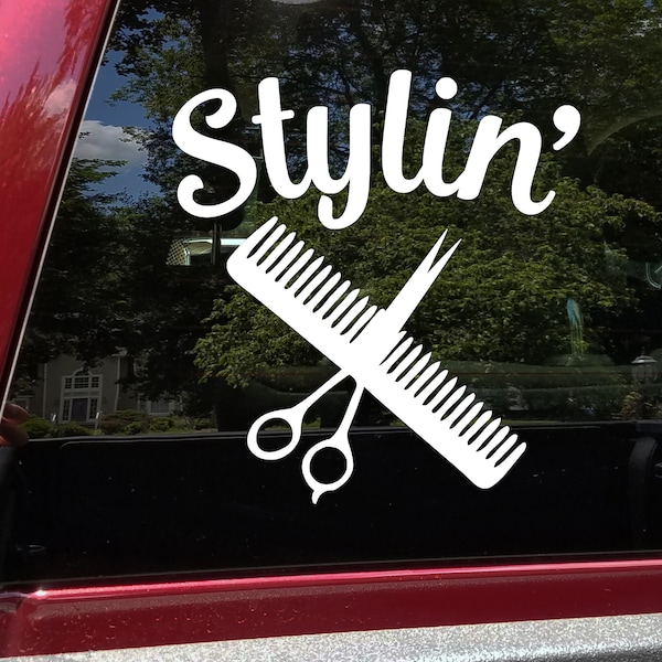 Stylin' Vinyl Sticker - Hairdresser Salon Barber Shop Hair Stylist - Die Cut Decal