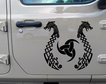Viking Dragons with Horns of Odin - Icelandic Norse Mythology - Die Cut Sticker