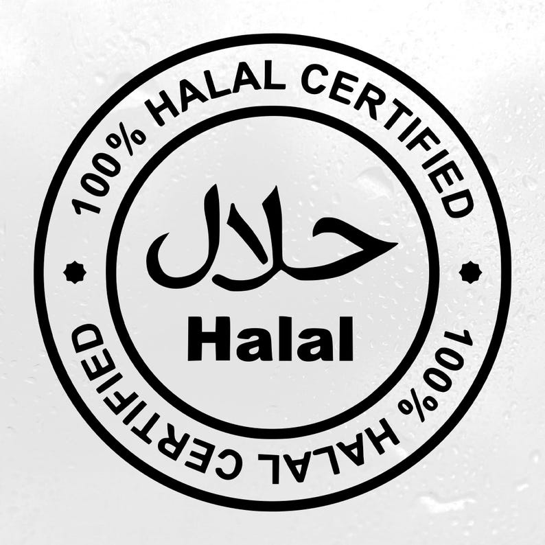 White Halal Sticker 100% Halal Certified Vinyl Decal | Storefront Window Arabic Muslim ...